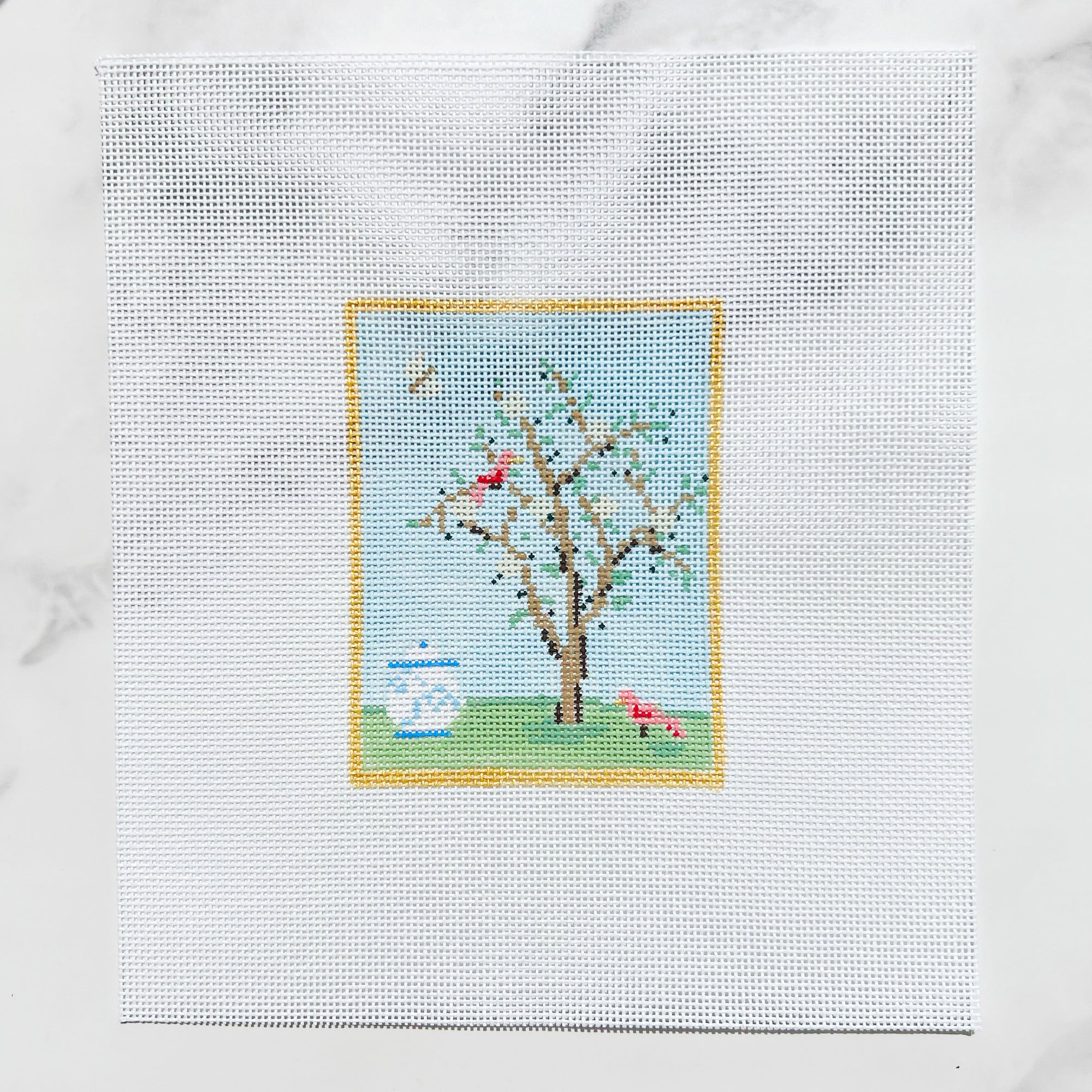 Chinoiserie Silk Screen with Stitch Guide