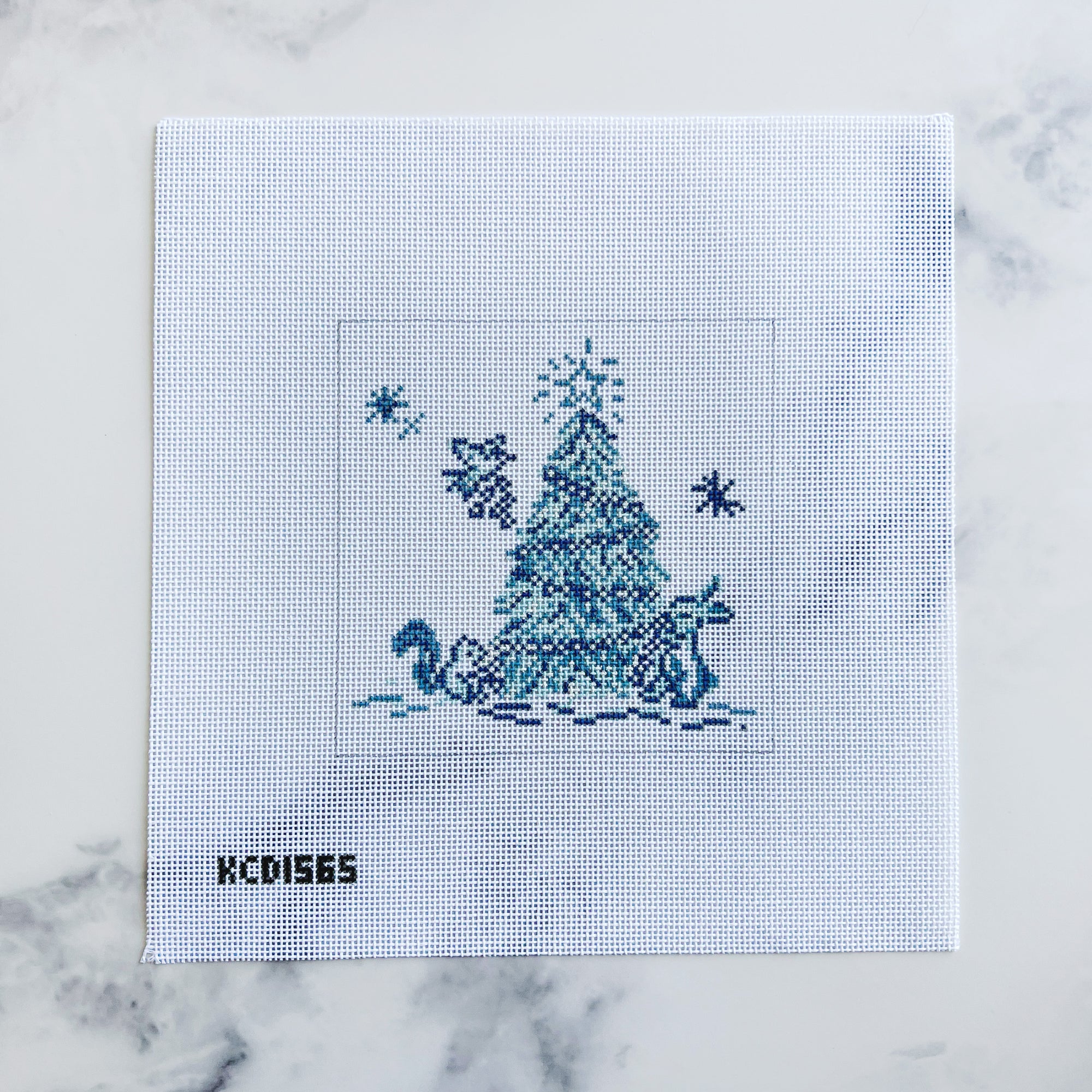 Blue Christmas Tree Square