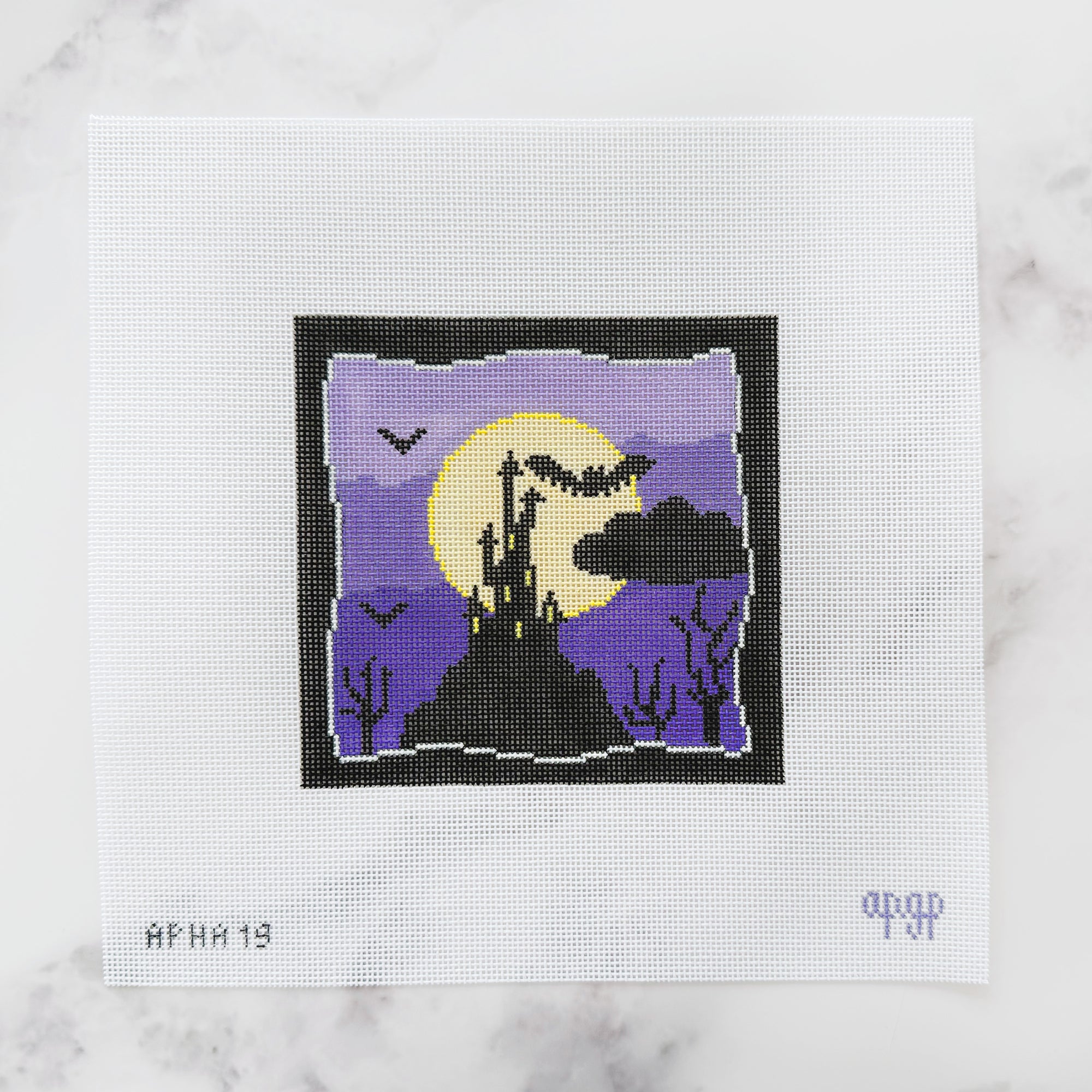 Purple with Haunted House - Spooky Scene