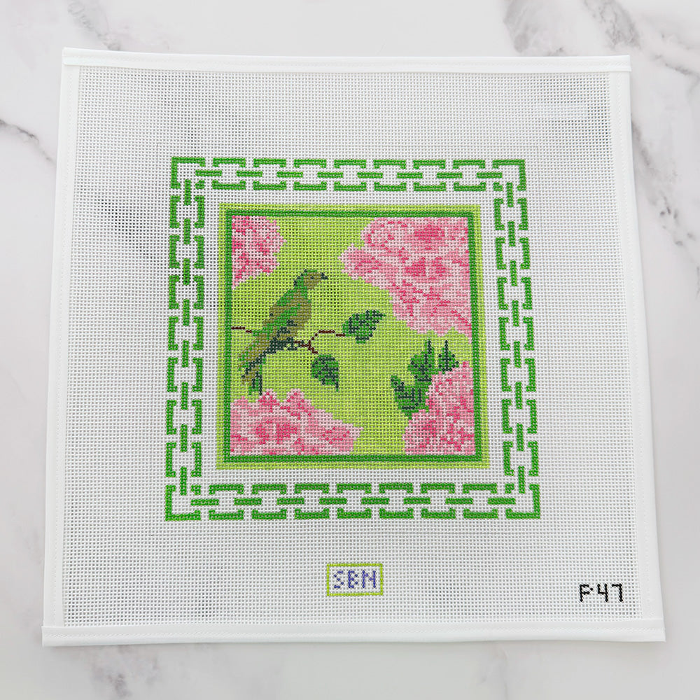 Green Bird &amp; Peonies