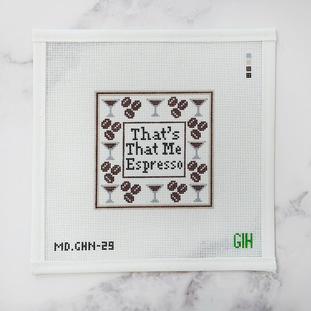 That's That Me Espresso - Green Heart Needlepoint
