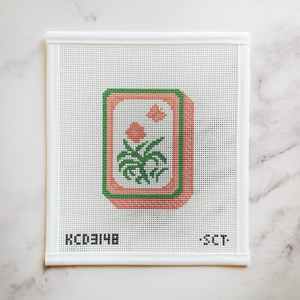 Orange Mahjong Flower Tile