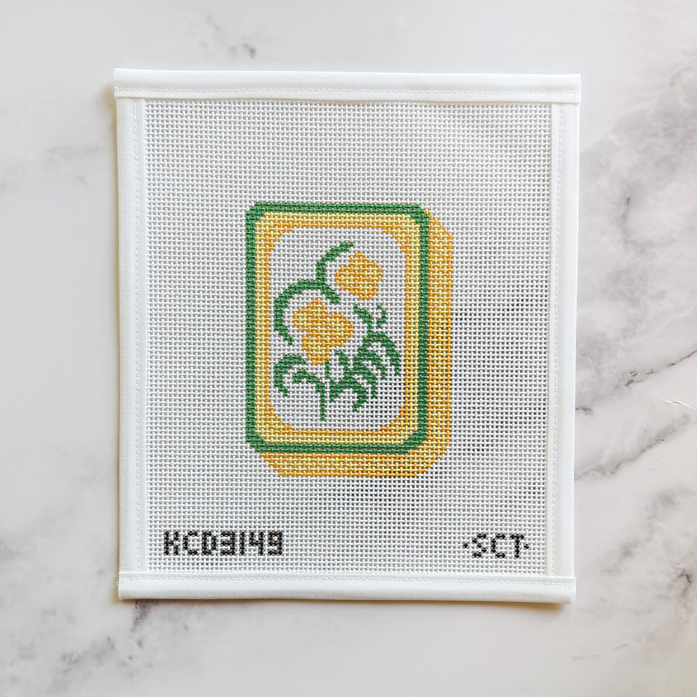 Yellow Mahjong Flower Tile